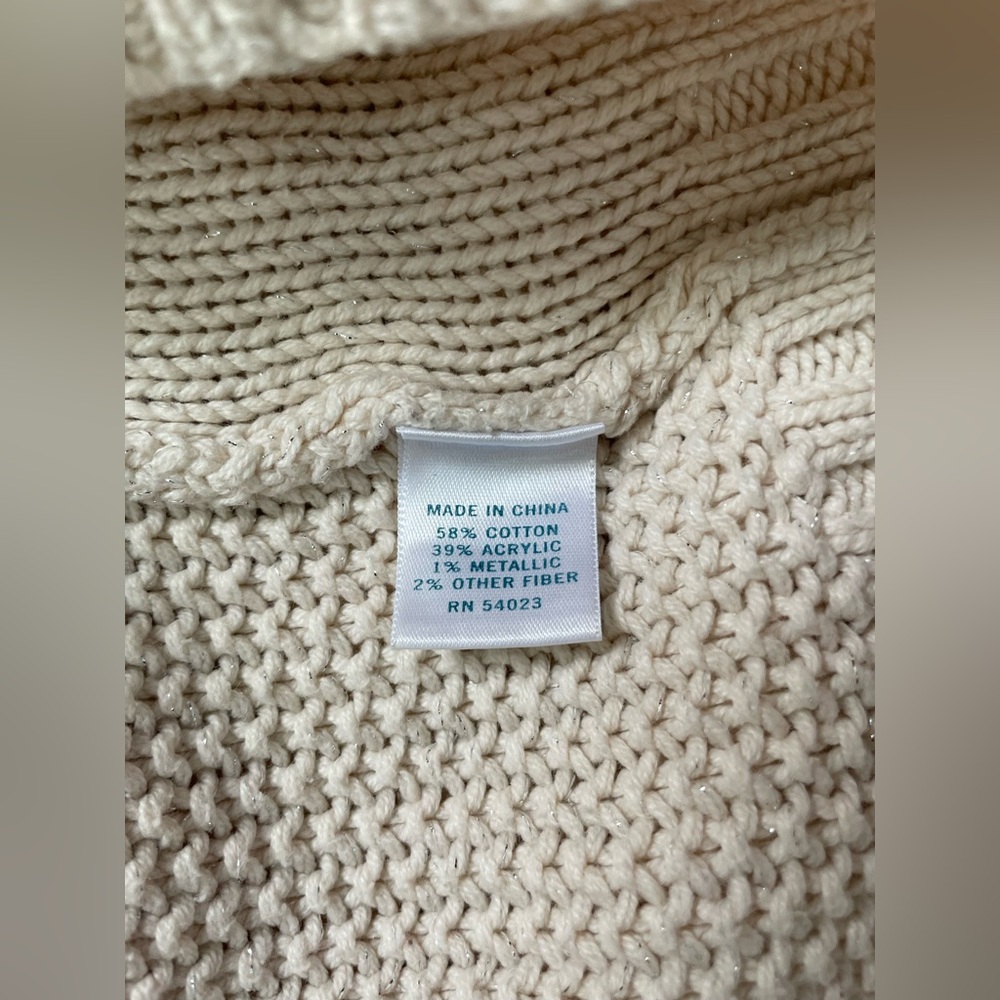 Pim Larkin Women Cream Sweater Shimmer Glitter Size Small - Picture 7 of 8